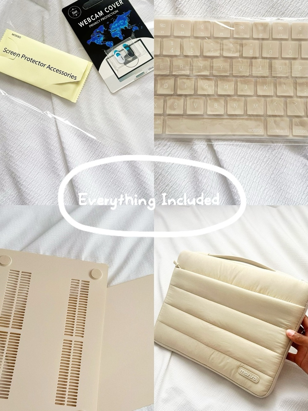 BRAND NEW Cream Laptop Case with Travel Bag and Protective Accessories